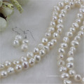 Snh Natural 8mm Baroque Pearl Jewelry Set 925 Silver